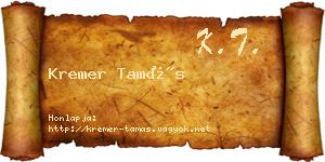 Kremer Tamás névjegykártya